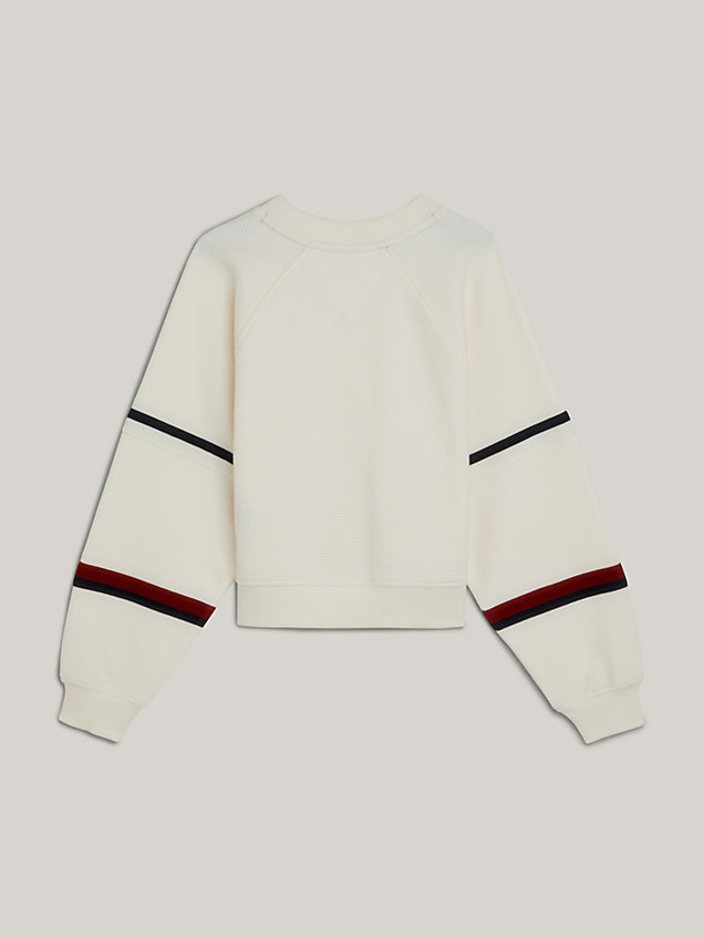 white global stripe waffle knit sweatshirt for girls tommy hilfiger