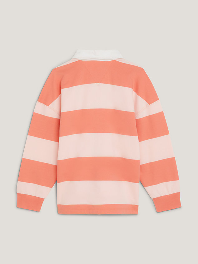 pink sweatshirt met rugbystreep voor meisjes - tommy hilfiger