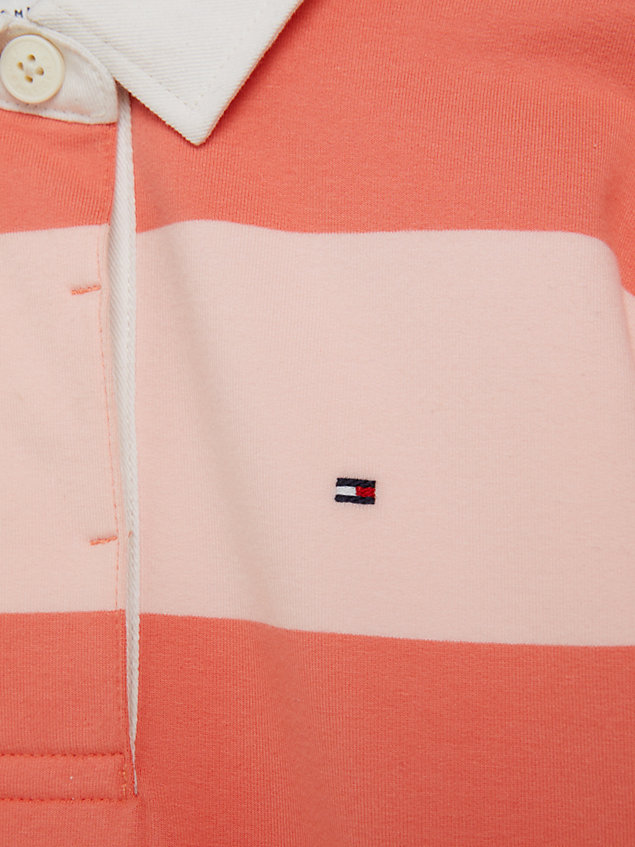 pink sweatshirt met rugbystreep voor meisjes - tommy hilfiger