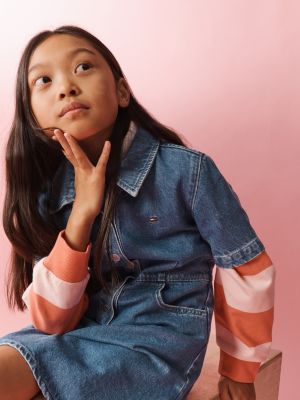 pink rugby stripe sweatshirt for girls tommy hilfiger