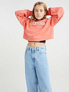 rood hilfiger monotype hoodie voor meisjes - tommy hilfiger