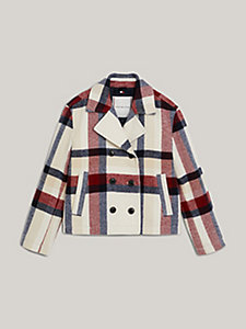 white global stripe check peacoat for girls tommy hilfiger
