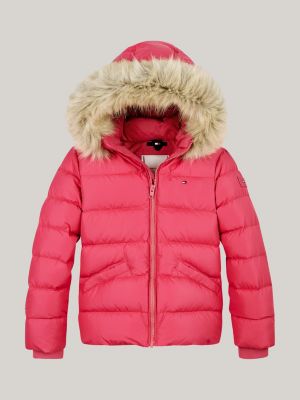 Doudoune a capuche en fausse fourrure Rose Tommy Hilfiger