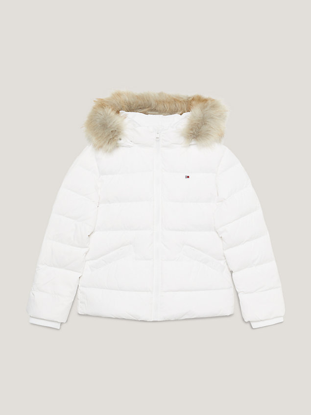 chaqueta essential con capucha y plumón white de nina tommy hilfiger