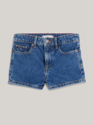 denim girlfriend fit jeans-shorts mit mittelhohem bund für maedchen - tommy hilfiger