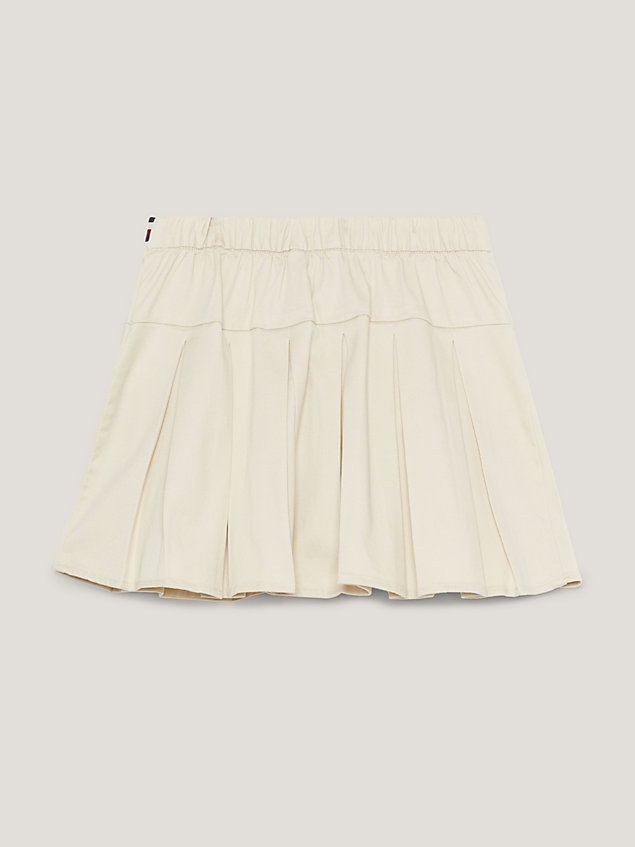 mini-jupe plissée à bande emblématique beige pour filles tommy hilfiger