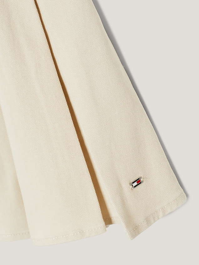 mini-jupe plissée à bande emblématique beige pour filles tommy hilfiger