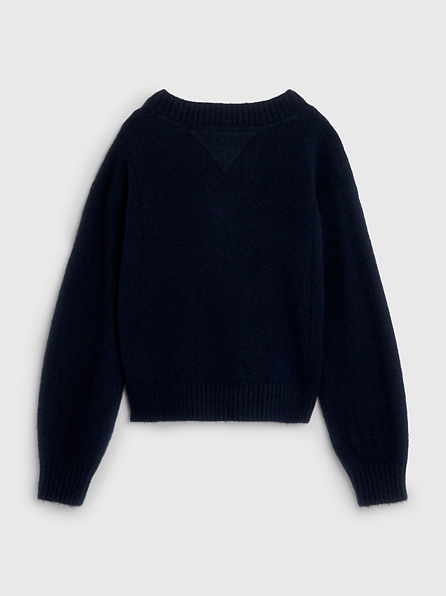 cardigan essential relaxed fit pointelle blue da bambina tommy hilfiger