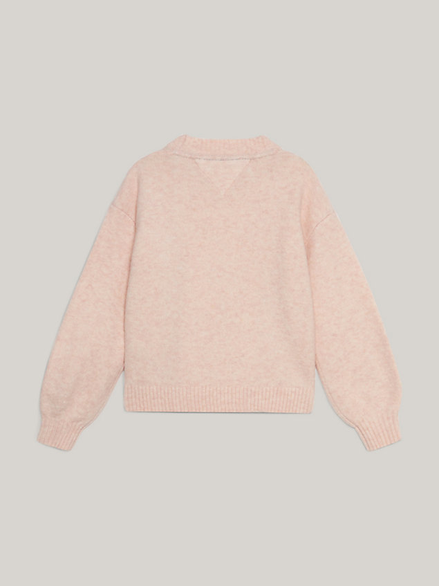 pink essential pointelle relaxed fit jumper for girls tommy hilfiger