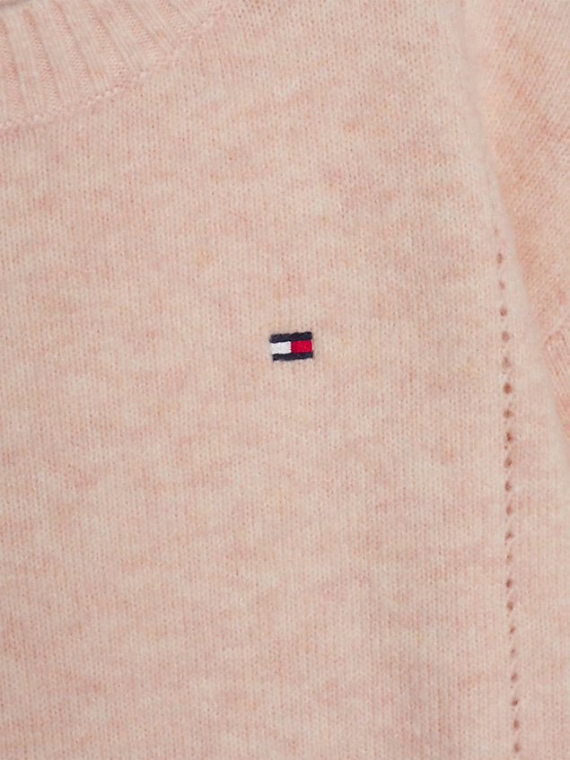 pullover essential relaxed fit pointelle pink da bambina tommy hilfiger