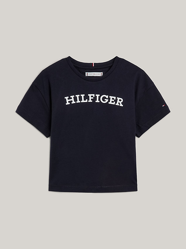 blue hilfiger monotype relaxed fit t-shirt for girls tommy hilfiger