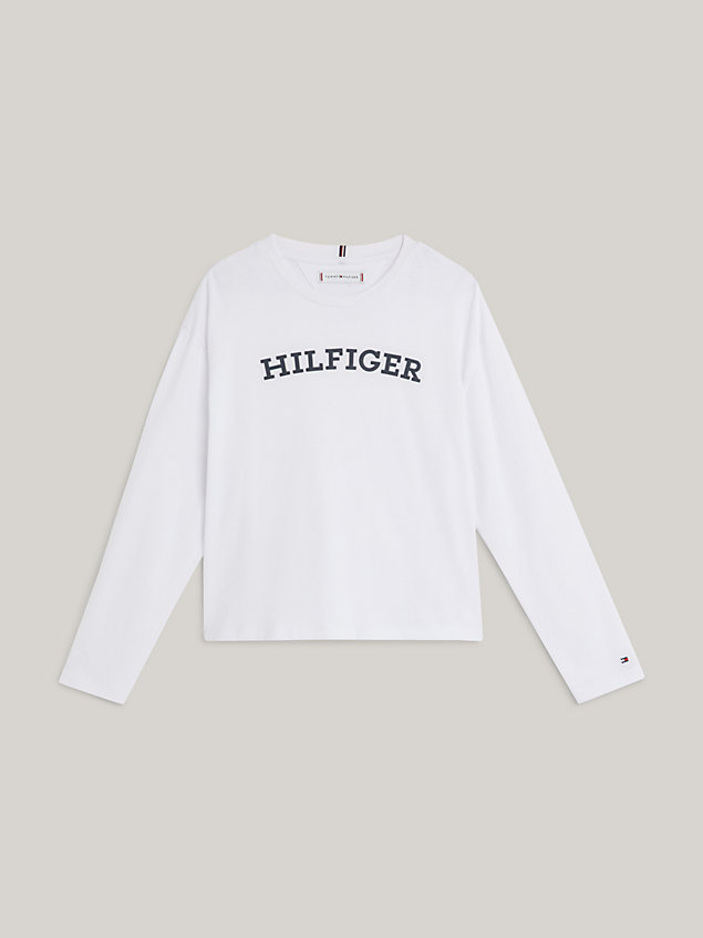white hilfiger monotype longsleeve t-shirt voor meisjes - tommy hilfiger