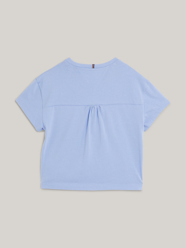 blau th monogram t-shirt mit satin-applikation für maedchen - tommy hilfiger