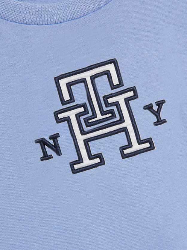 blau th monogram t-shirt mit satin-applikation für maedchen - tommy hilfiger