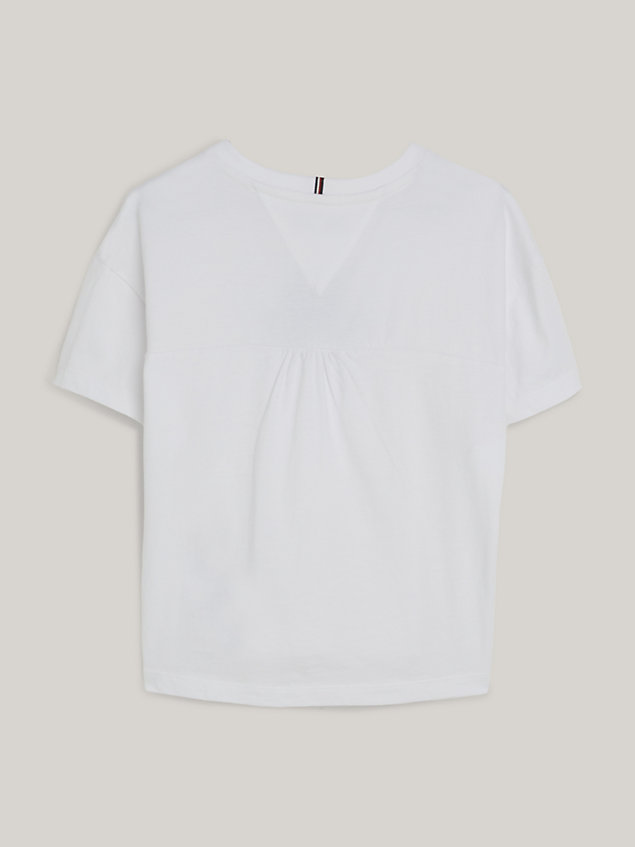 white th monogram satin appliqué t-shirt for girls tommy hilfiger