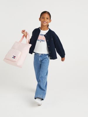white 1985 collection varsity logo t-shirt for girls tommy hilfiger