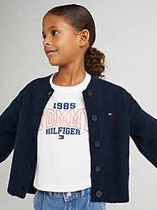 white 1985 collection varsity logo t-shirt for girls tommy hilfiger