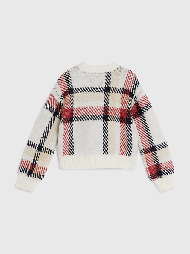 pullover relaxed fit a quadri white da bambina tommy hilfiger