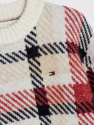 pullover relaxed fit a quadri white da bambina tommy hilfiger