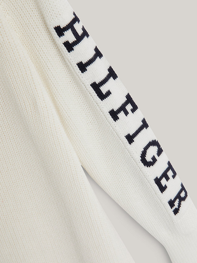white hilfiger monotype relaxed fit sweaterjurk voor meisjes - tommy hilfiger