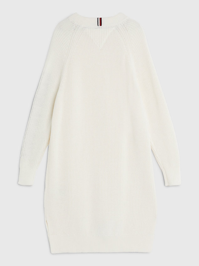 white hilfiger monotype relaxed fit sweaterjurk voor meisjes - tommy hilfiger