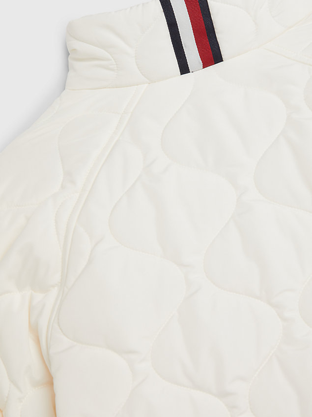 white quilted recycled puffer jacket for girls tommy hilfiger