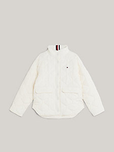 white quilted recycled puffer jacket for girls tommy hilfiger