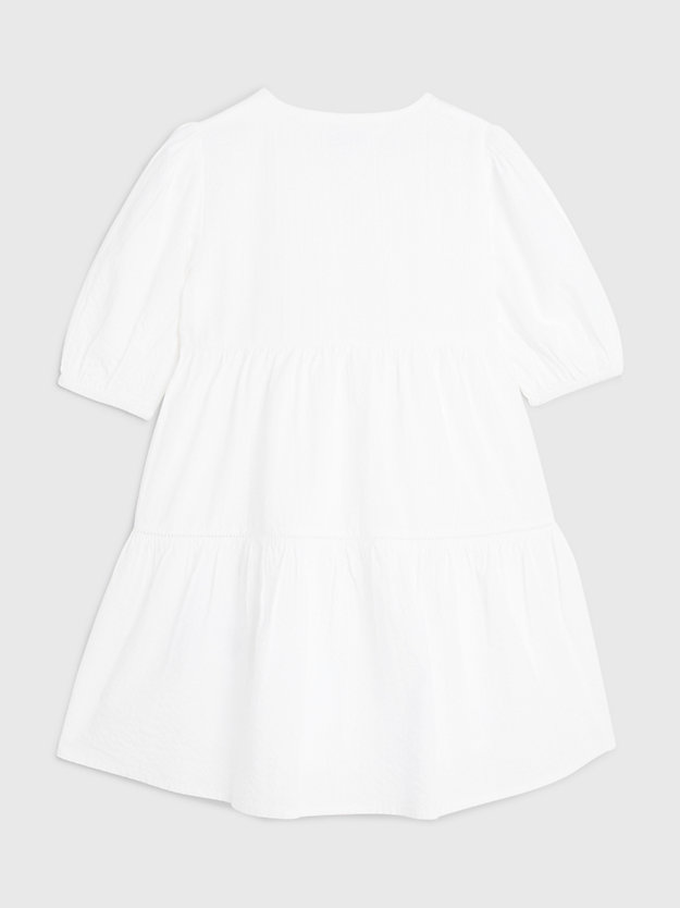 weiß fit-and-flare-kleid mit stufenrock für maedchen - tommy hilfiger