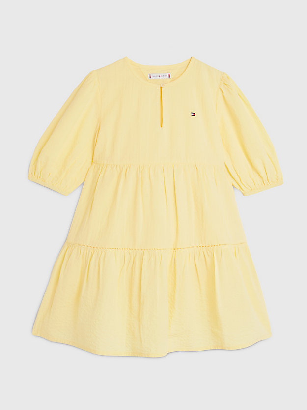 gelb fit-and-flare-kleid mit stufenrock für maedchen - tommy hilfiger