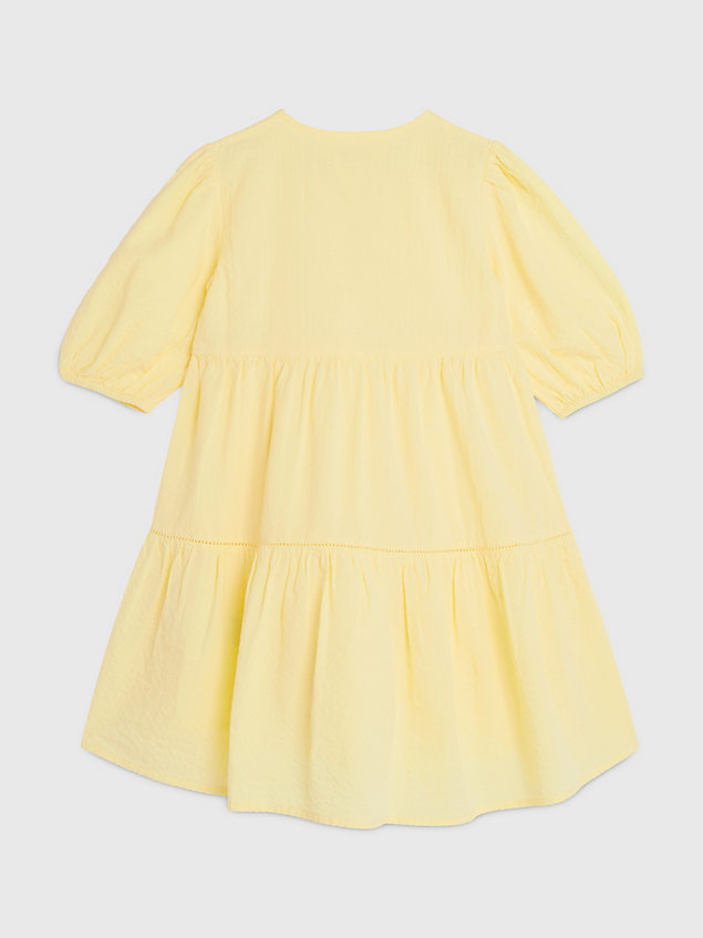 yellow tiered fit and flare dress for girls tommy hilfiger