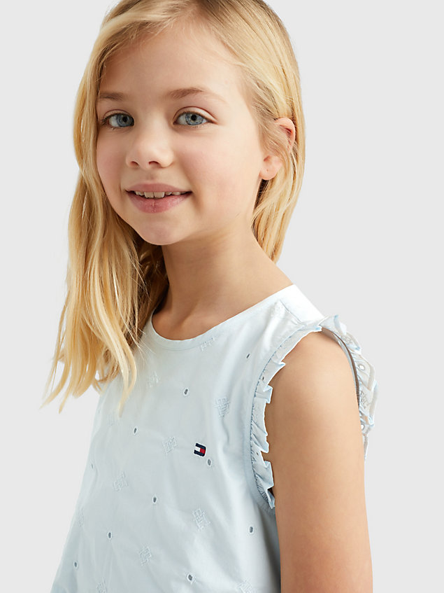 blue embroidery fit and flare dress for girls tommy hilfiger