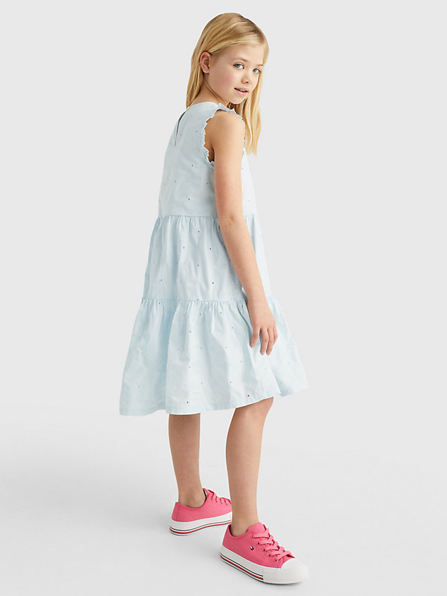 blue embroidery fit and flare dress for girls tommy hilfiger