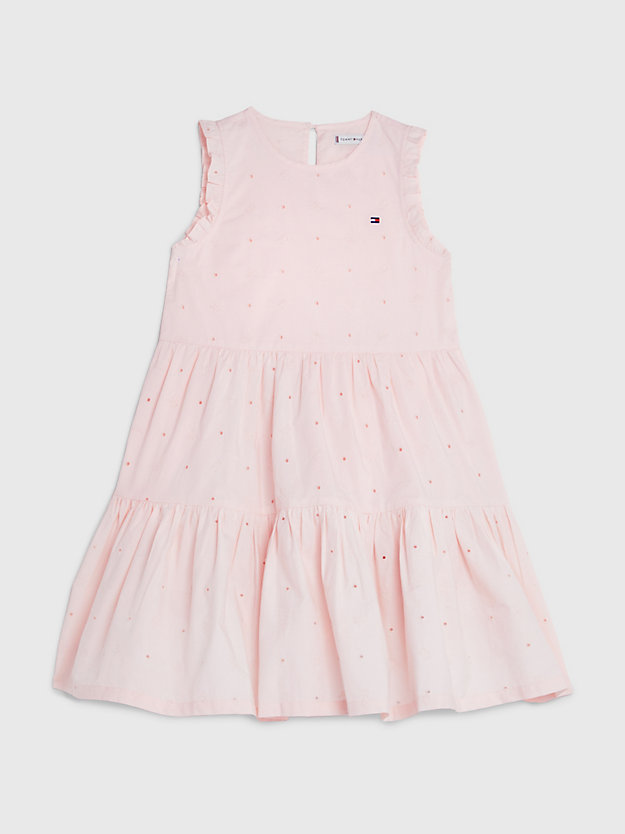 rosa fit-and-flare-kleid mit stickerei für maedchen - tommy hilfiger