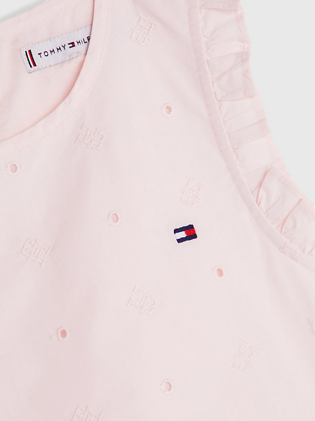 rosa fit-and-flare-kleid mit stickerei für maedchen - tommy hilfiger
