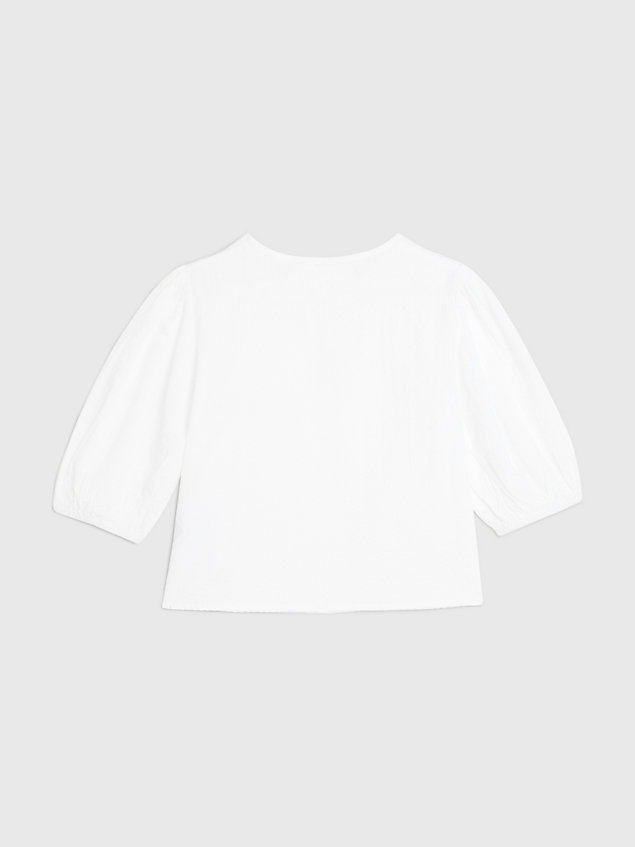 white balloon sleeve a-line top for girls tommy hilfiger