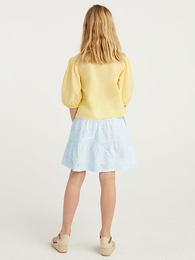 yellow balloon sleeve a-line top for girls tommy hilfiger