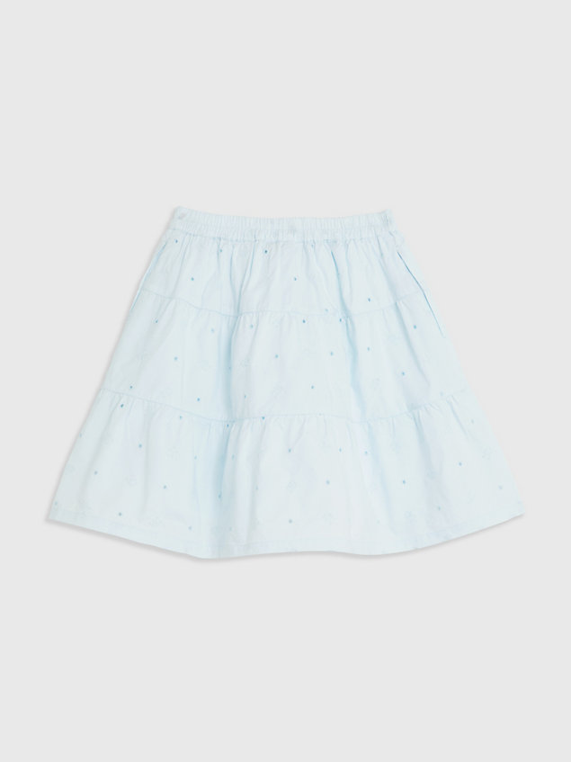 blue embroidery fit and flare skirt for girls tommy hilfiger