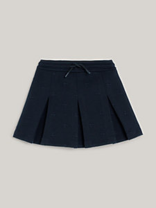 blue disney x tommy monogram pleated mini skirt for girls tommy hilfiger