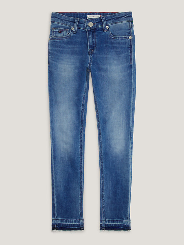 denim nora skinny faded jeans met losse zoom voor meisjes - tommy hilfiger