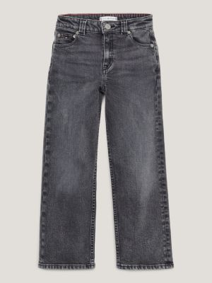 denim schwarze straight jeans mit fade-effekten für mädchen - tommy hilfiger