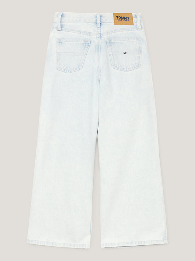 denim jeans mit weitem bein und bleached-effekt für maedchen - tommy hilfiger