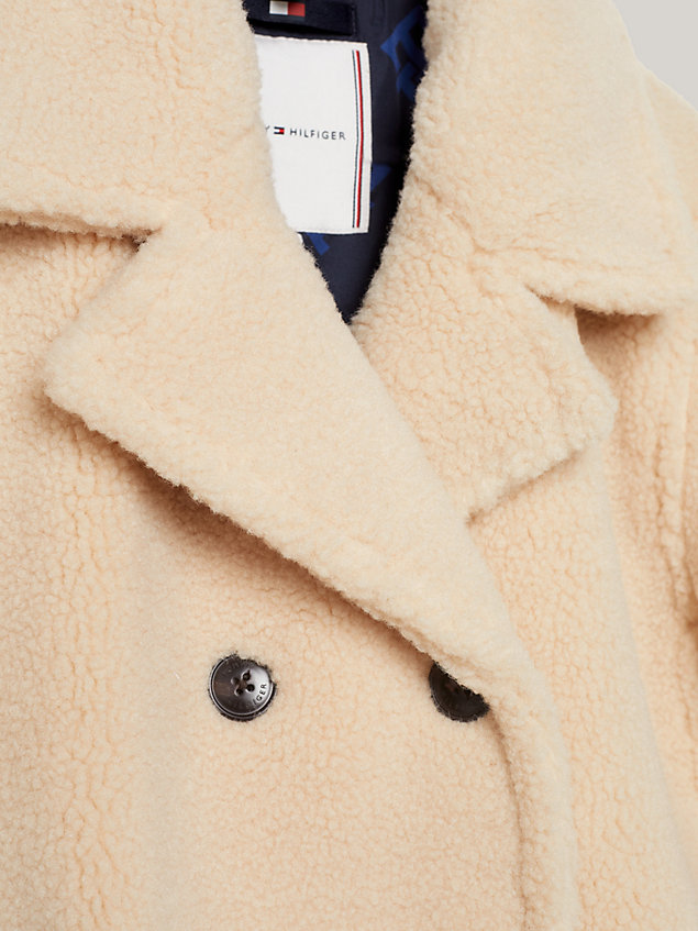 caban doppiopetto relaxed fit in sherpa beige da bambina tommy hilfiger