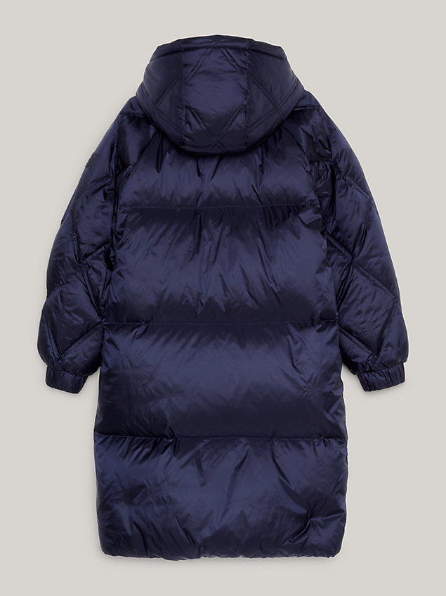 abrigo acolchado de corte amplio con capucha blue de nina tommy hilfiger