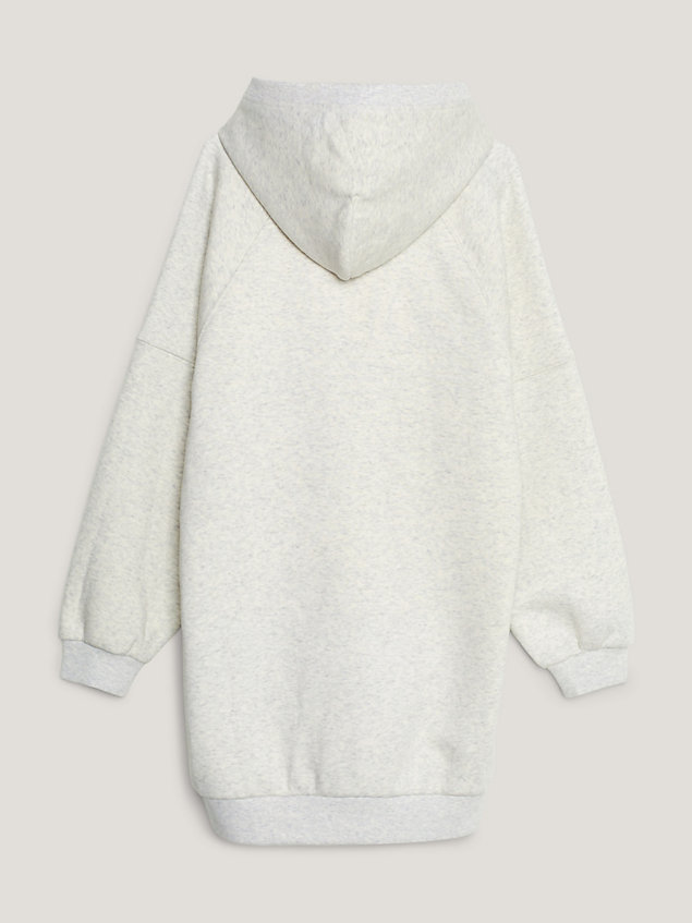 grey fleece sweaterjurk met capuchon en embleem voor meisjes - tommy hilfiger
