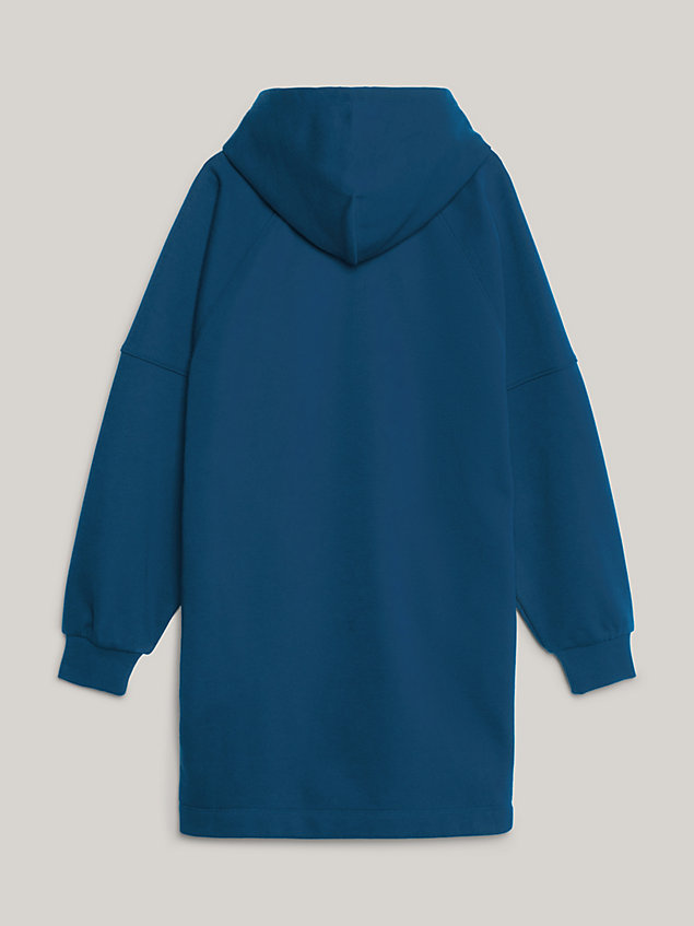 blue sukienka dresowa oversize z kapturem i logo dla dziewczynki - tommy hilfiger