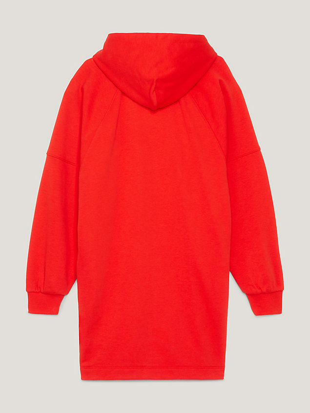abito felpa oversize con cappuccio e logo orange da bambina tommy hilfiger