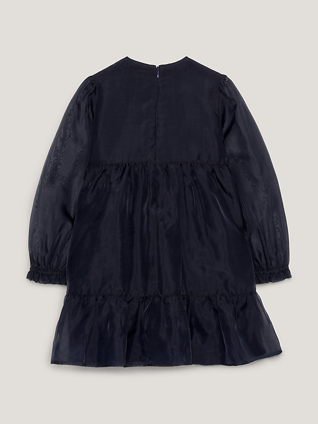 blue organza tiered fit and flare dress for girls tommy hilfiger
