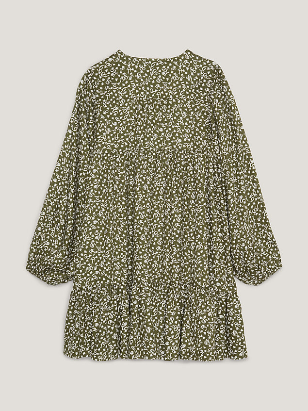 green relaxed fit blumen-kleid mit stufenrock für maedchen - tommy hilfiger