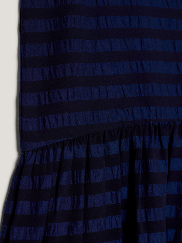 blue ärmelloses seersucker-kleid mit streifen für maedchen - tommy hilfiger