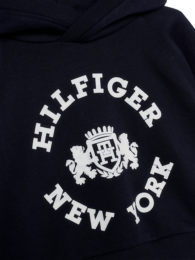 blue varsity cropped relaxed hoody sweatshirt for girls tommy hilfiger